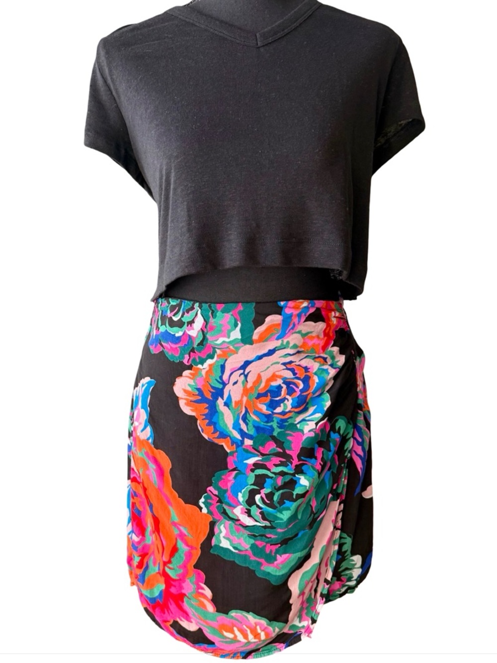 Zara Multicolor Floral Wrap Style Mini Skirt - Size Medium